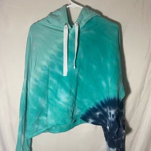 Blue and White Tie Dye Cropped Sweater